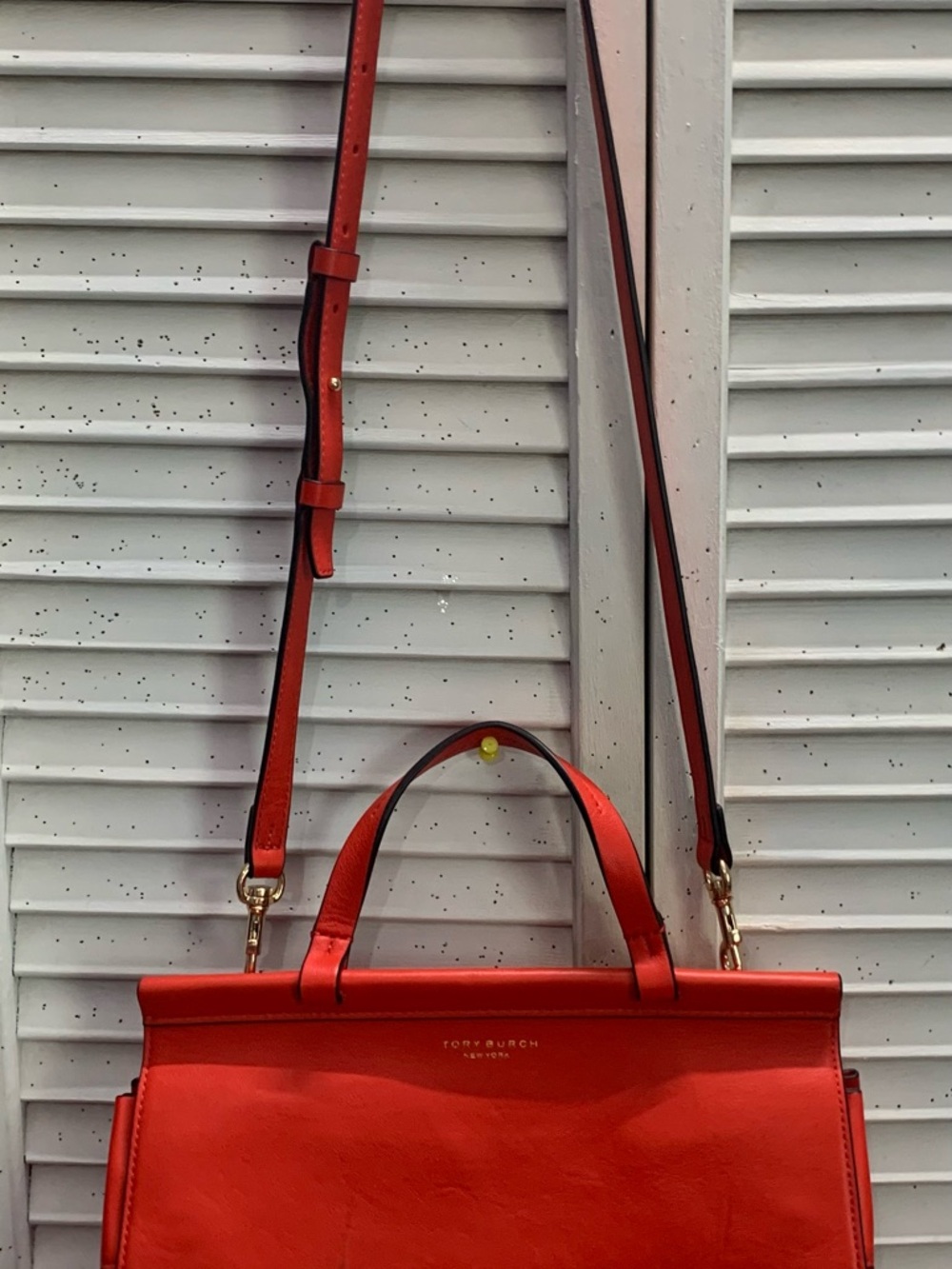 Tory Burch Block T Leather Satchel Crossbody Bag Vibrant Red - Picture 2 of 15